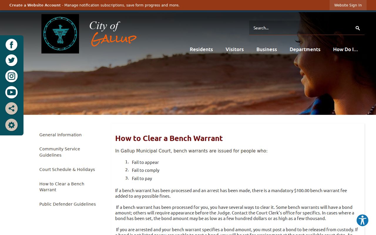 McKinley County bench warrants official court process