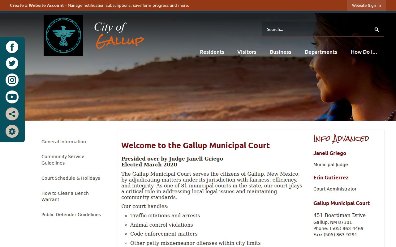 McKinley County municipal court warrant Gallup Municipal Court