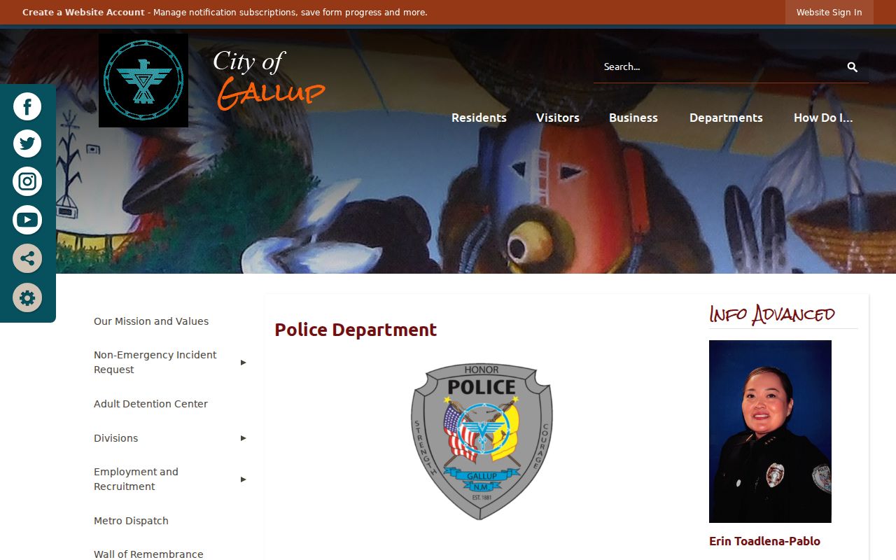 Gallup warrant records police department and municipal court route