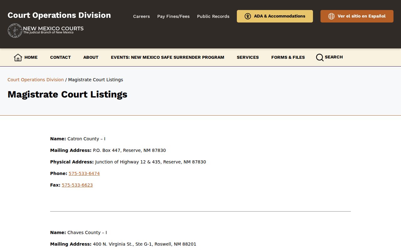 McKinley County warrant records state court directory for local courts