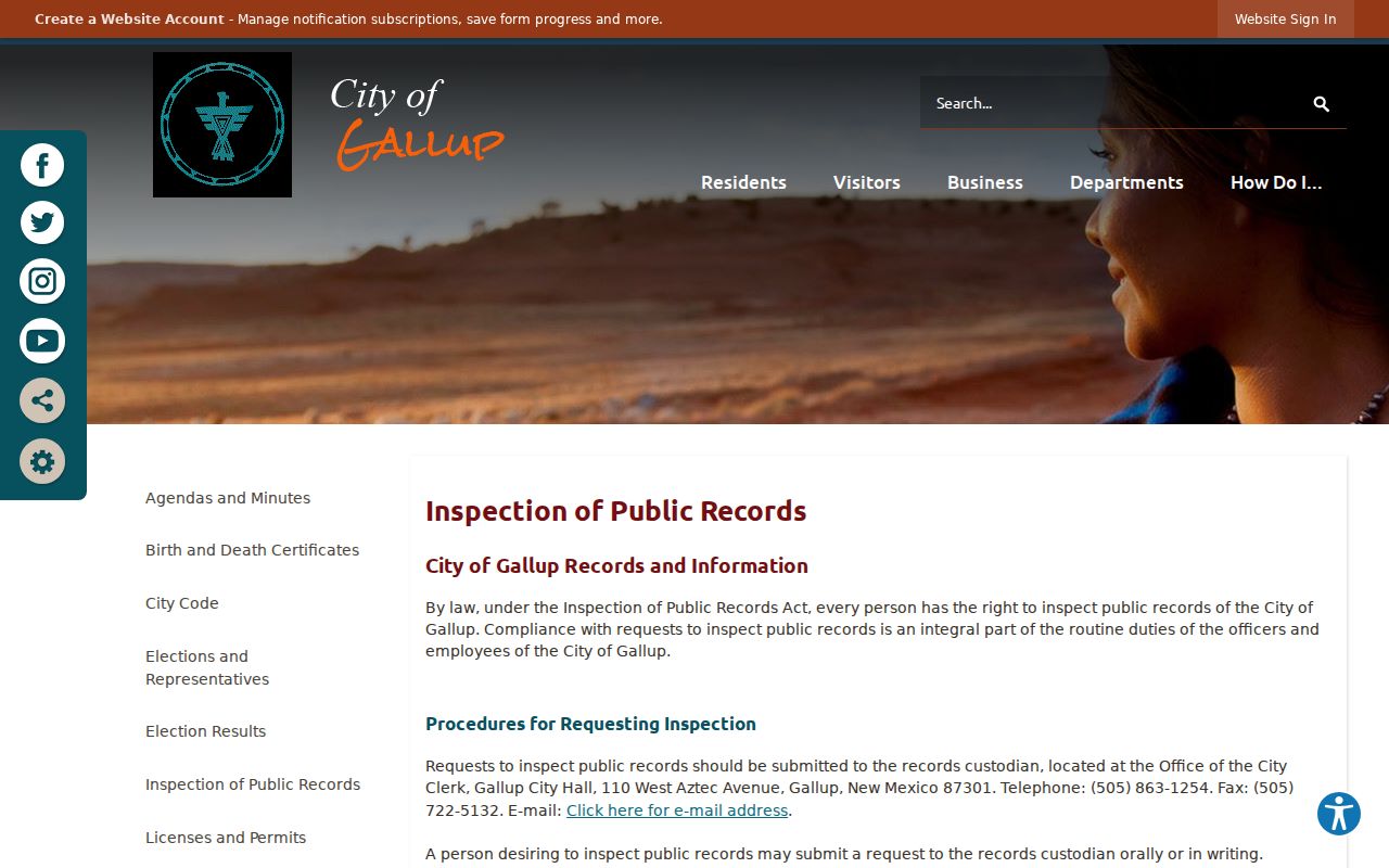 Gallup warrant records City Clerk IPRA request access