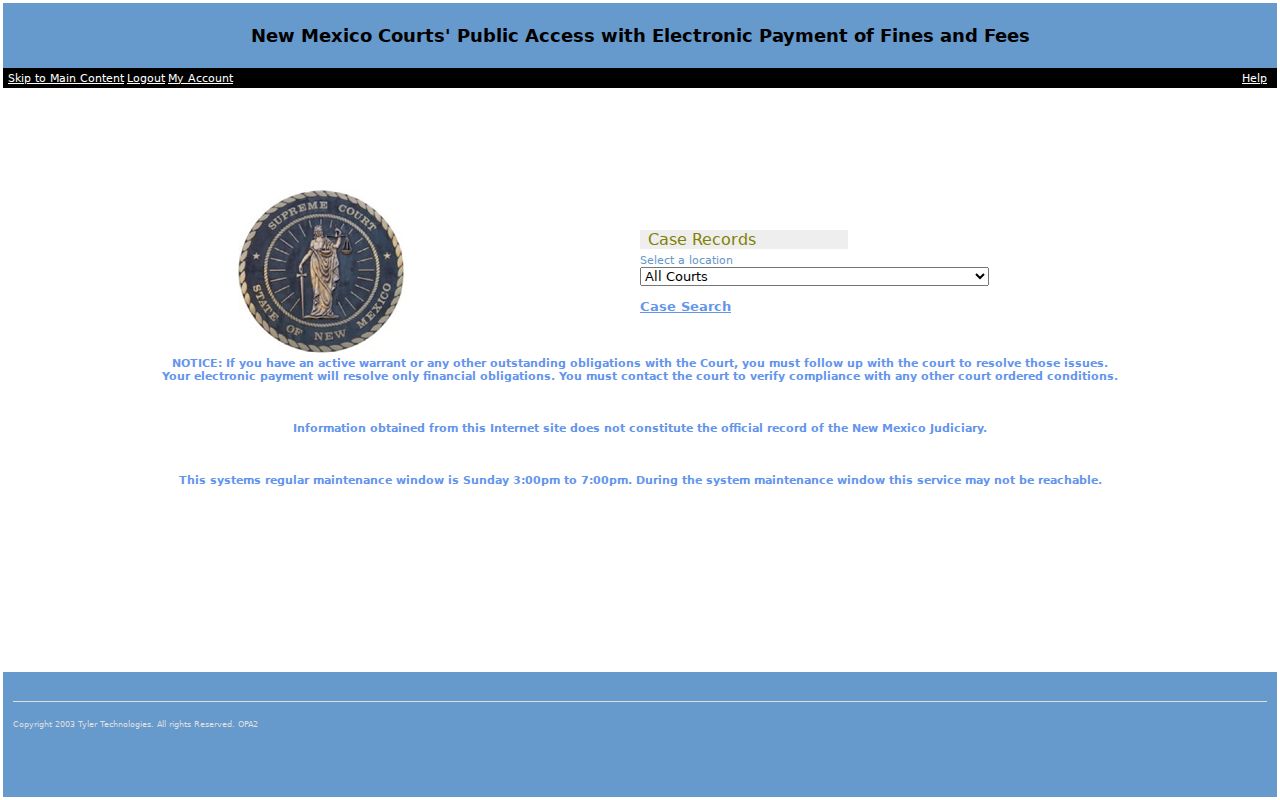 McKinley County warrant search Odyssey public access notice